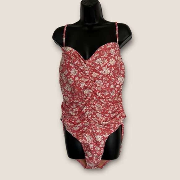 J. Crew Plus size pink & white floral bathing suit size 24, NWT - Picture 2 of 8
